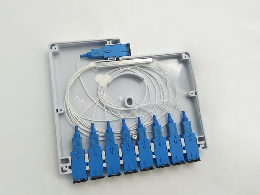 شراء YINGDA 1x8 صندوق توزيع قطعة بصرية IP65 إندونيسيا الاتصالات ABS PC SC Connector UL94 التصنيع عبر الإنترنت