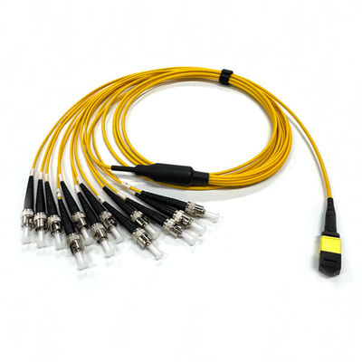 شراء خسارة منخفضة 0.35dB 12 نواة MPO رابط إلى ST MPO Jumper نوع B لنظام الاتصال بالألياف البصرية التصنيع عبر الإنترنت