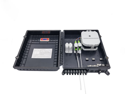 شراء 16Ports Outdoor Optical Distribution Box Black With Sc Adapters Plate For  2x3mm Flat Drop Cable Outlets PC ABS Material التصنيع عبر الإنترنت