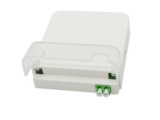 شراء 2 Port LC / APC Duplex FTTH Fiber Optic Terminal Box Wall Outlet IP54 داخلي ABS + PC التصنيع عبر الإنترنت