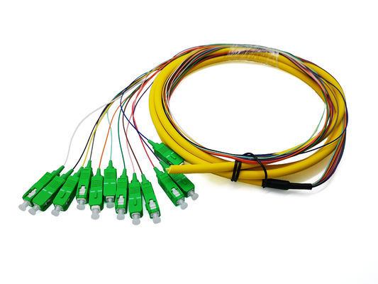 شراء 12 لونًا SC APC من الألياف البصرية أسلاك التوصيل المصنوعة G657A1 LSZH 900um 3Mts SM السيراميك الطويق IL التصنيع عبر الإنترنت