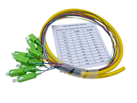 شراء 12 نواة FTTH من الألياف البصرية ضفيرة SC APC G652D PVC 900um 1.5Mts أصفر التصنيع عبر الإنترنت
