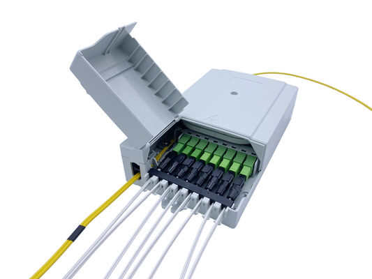 شراء IP54 8 منافذ FTTH صندوق إنهاء الألياف الضوئية منتصف المدى مضاد للأشعة فوق البنفسجية مقاومة الصدمات رمادي PC سبيكة التصنيع عبر الإنترنت