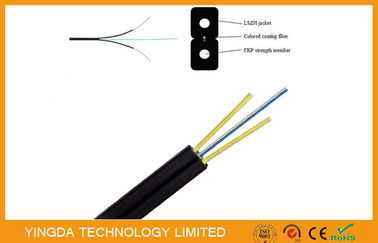 شراء FRP الألياف الزجاجية الضوئية FTTH قطرة سلك كابل G657A SM 2 ألياف GJXFH الأسود التصنيع عبر الإنترنت