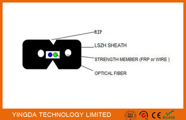 شراء في الأماكن المغلقة FTTH إسقاط كابل الألياف البصرية توزيع الكابل FRP الصلب G657A2 LSZH التصنيع عبر الإنترنت