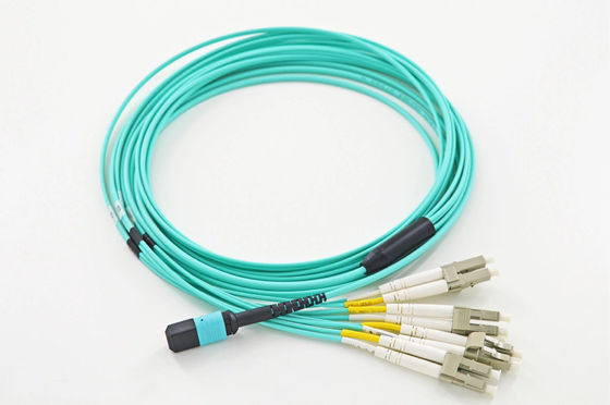 YINGDA سرعة عالية 8Fiber MPO الذكور إلى LC OM3 Fanout Patch Cord وضع واحد 9/125um Breakout 100G 400G