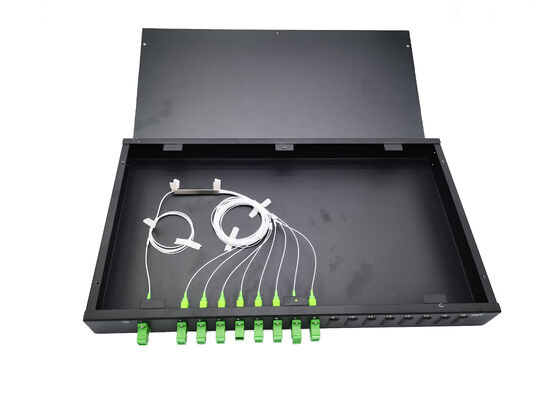 48 منفذ SC Fiber Optic Patch Panel ODF Rack Mount 19 بوصة مع 65dB Return Loss لوحة التصحيح المنزلق